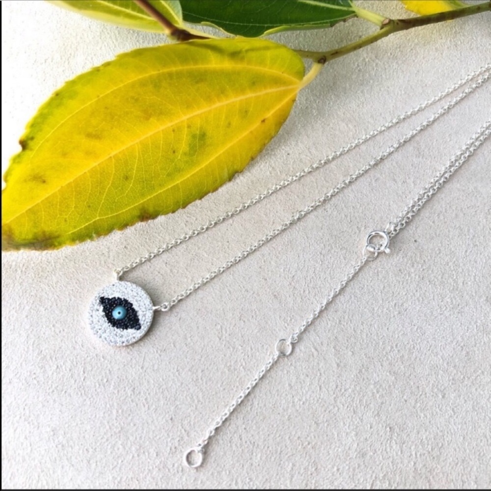 EVIL EYE LUCKY 925 Sterling Silver Crystal Cz Rhinestone Adjustable Necklace NWT